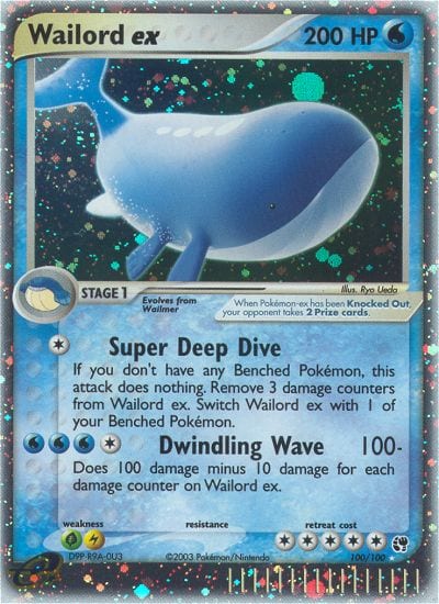 Wailord ex #100 Holo, Sandstorm card photo