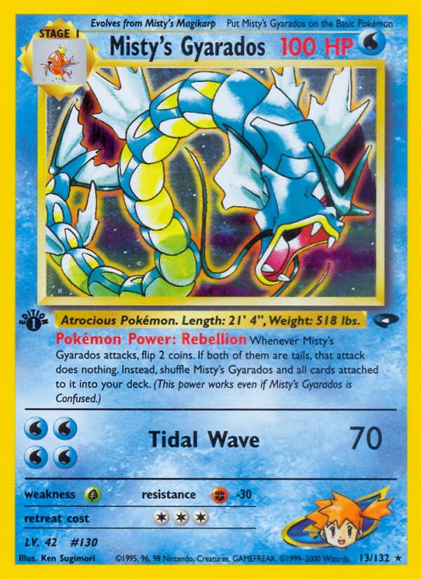 Misty's Gyarados #13 1st Edition, Gym Challenge card photo