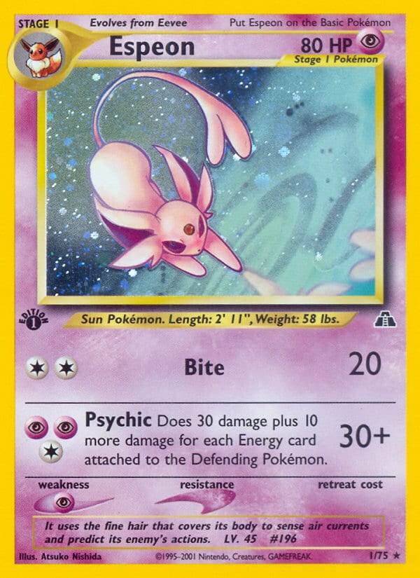 Espeon #1 1st Edition, Neo Discovery card photo