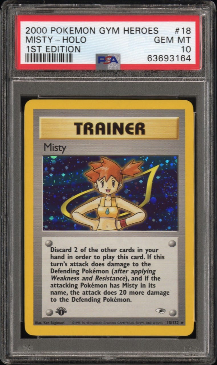 Misty #18 1st Edition, Gym Heroes card photo