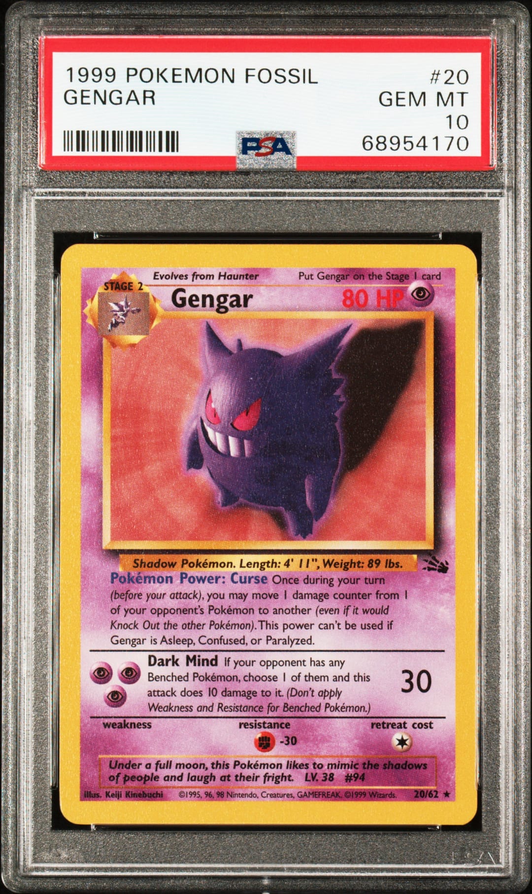 Gengar #20 Unlimited, Fossil card photo