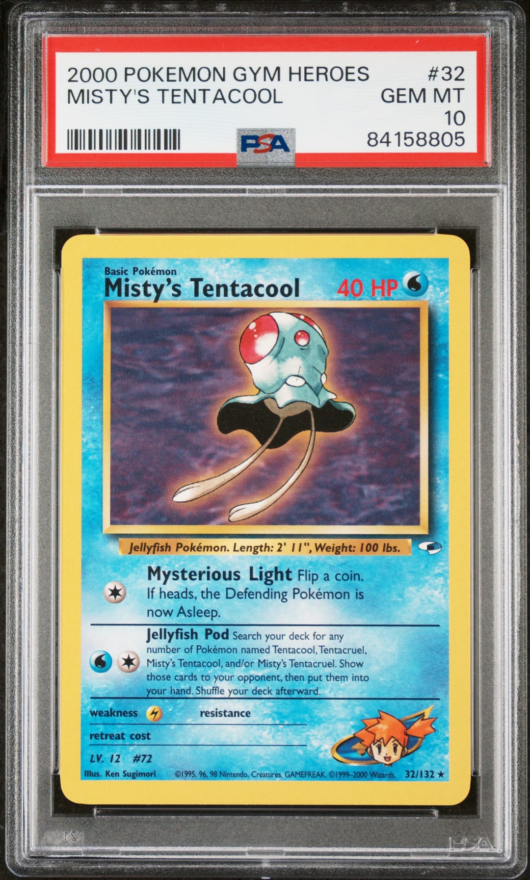 Misty's Tentacool #32 Holo, Gym Heroes card photo