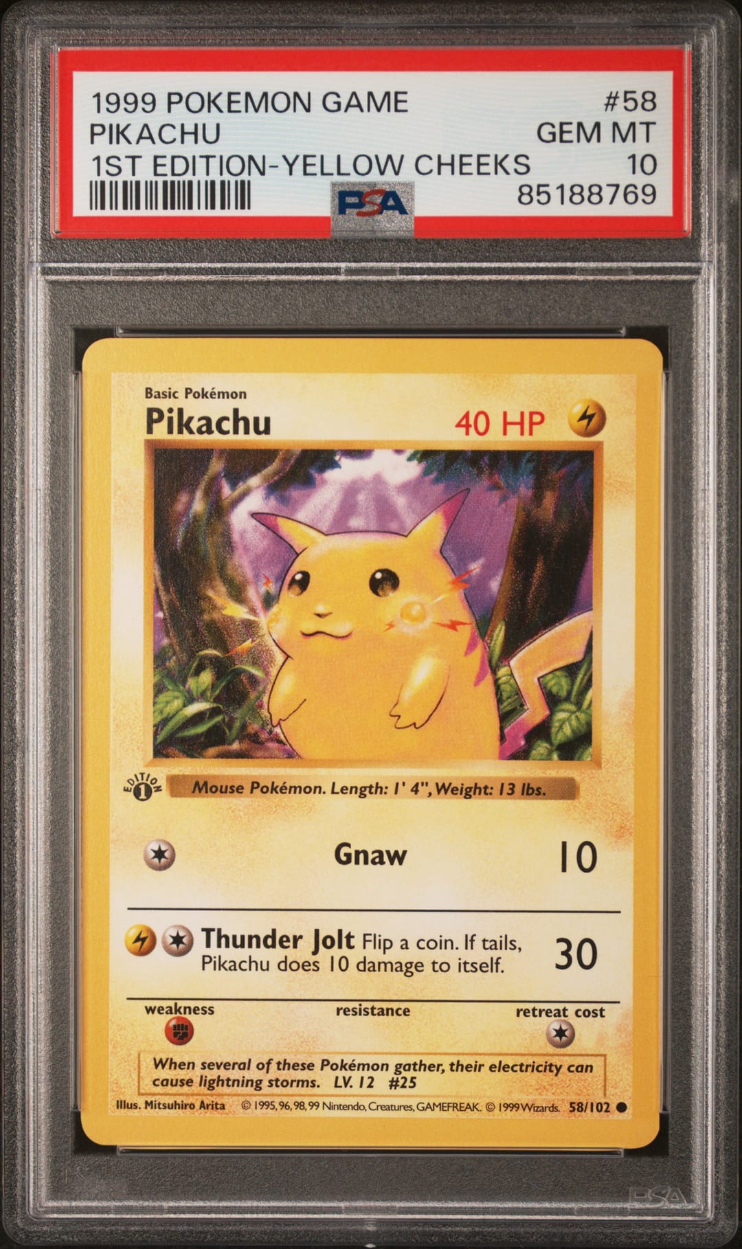 Pikachu #58 Unlimited Yellow Cheeks, Base Set card photo
