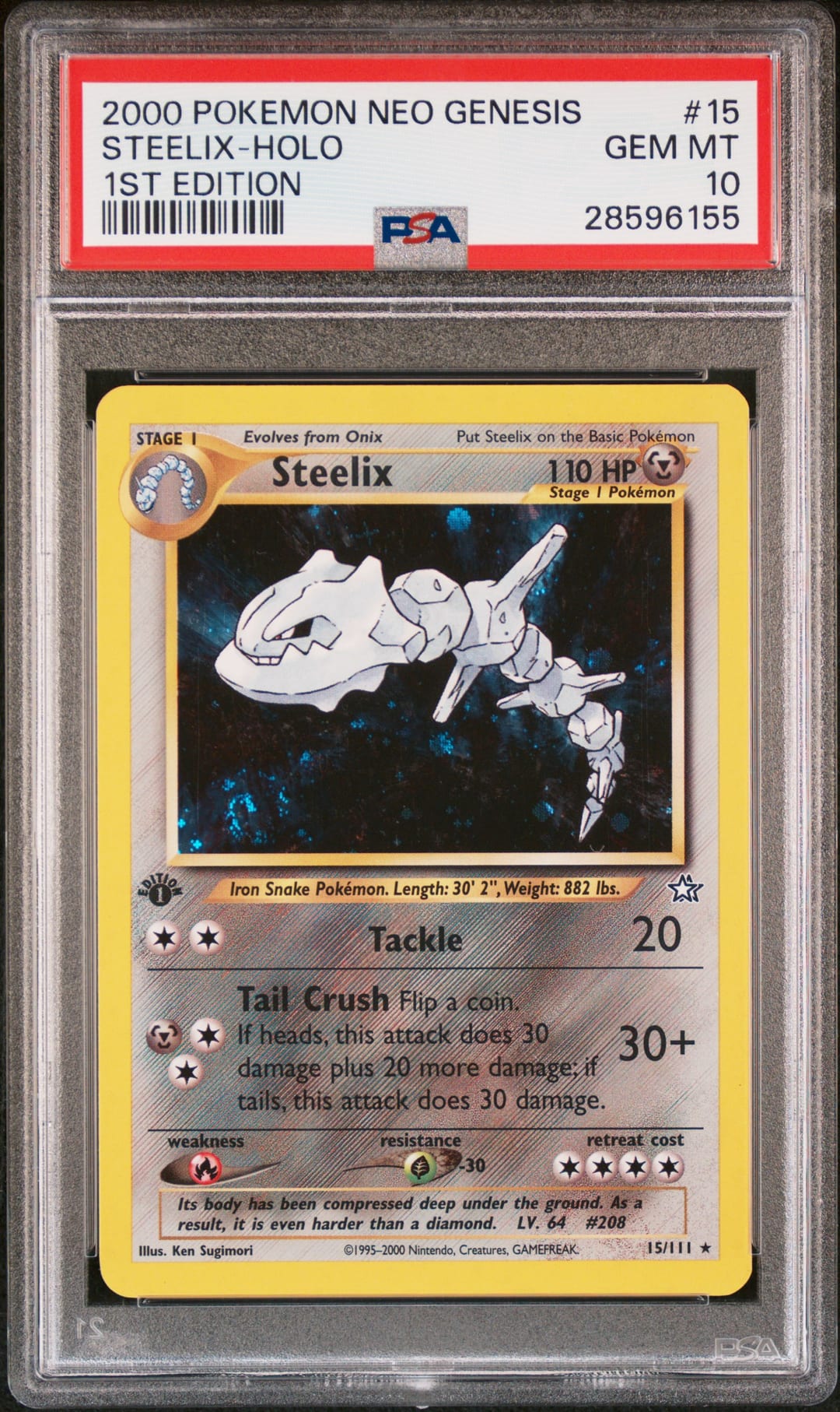Steelix #15 1st Edition, Neo Genesis card photo