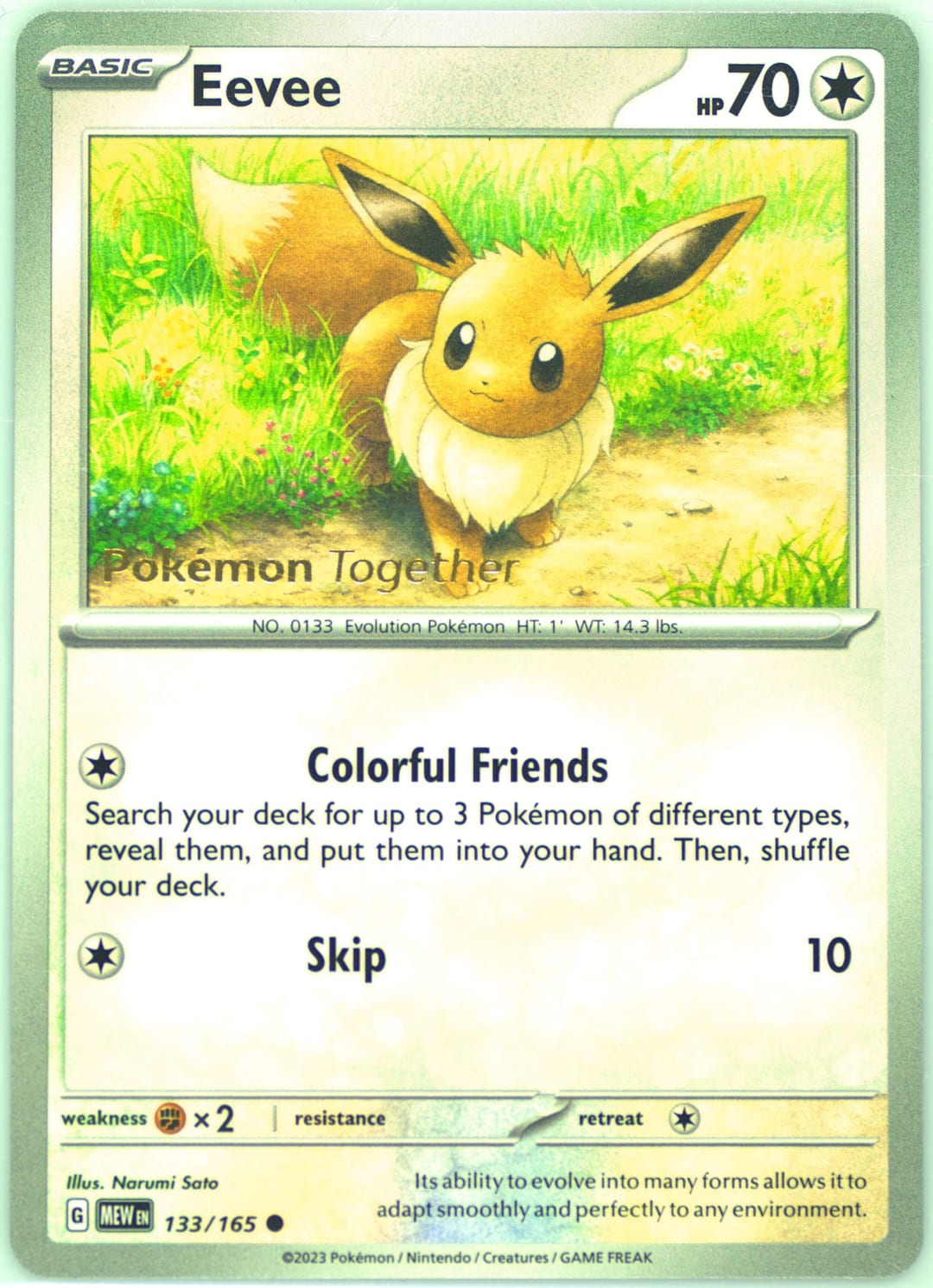 Eevee #133 Pokemon Together, 151 card photo