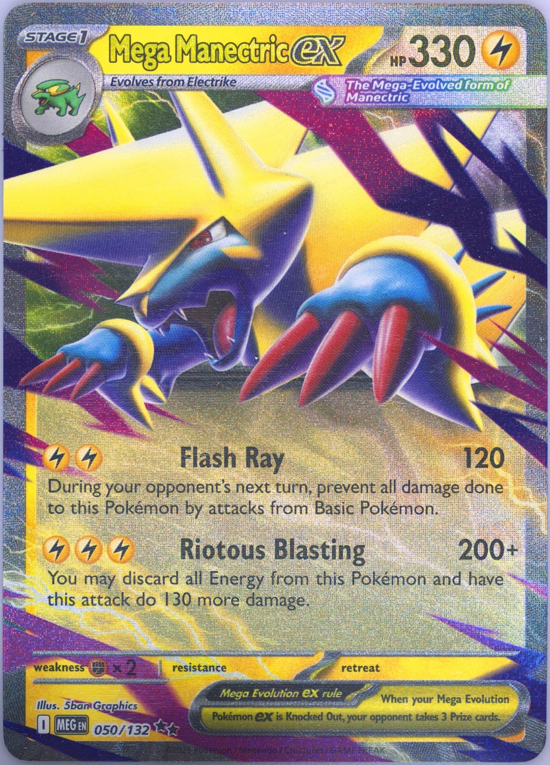 Mega Manectric ex #50 Holo, Mega Evolution card photo