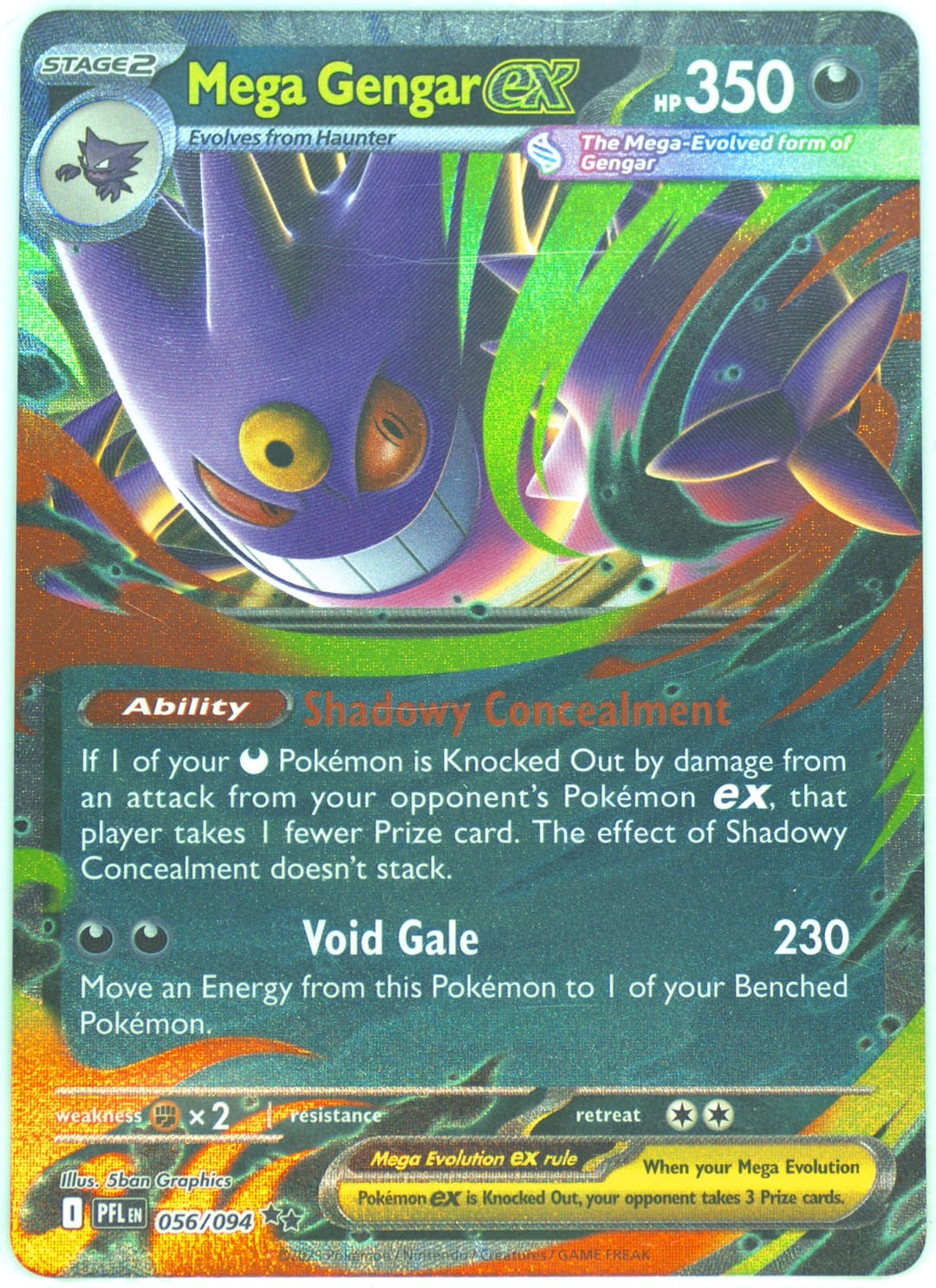 Mega Gengar ex #56 Holo, Phantasmal Flames card photo