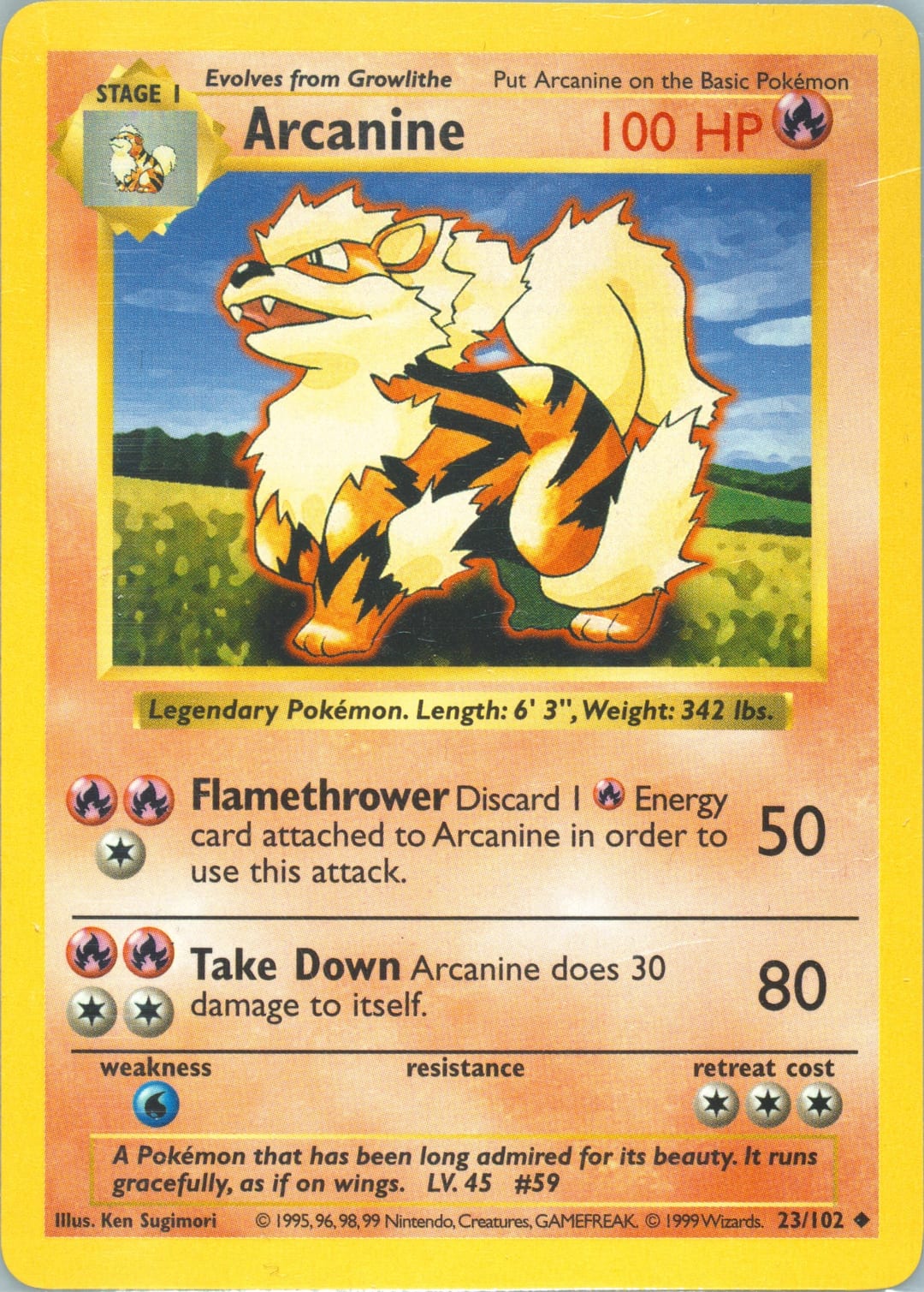 Arcanine #23 Shadowless, Base Set card photo