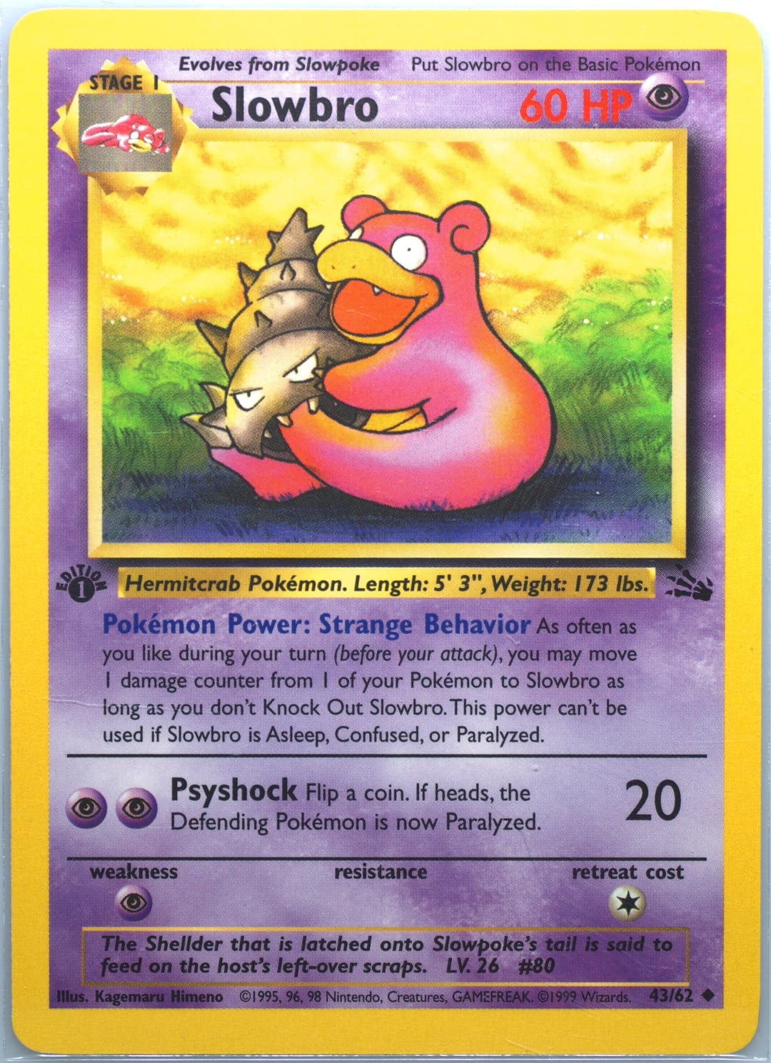 Slowbro #43 1st Edition, Fossil card photo