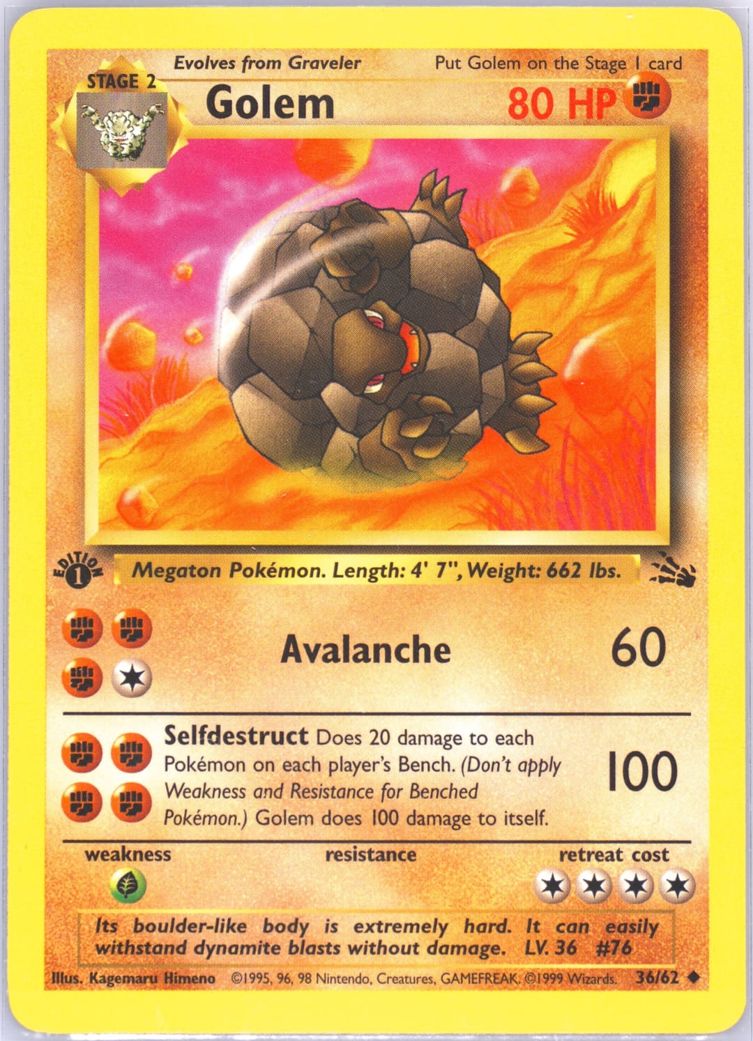Golem #36 1st Edition, Fossil card photo