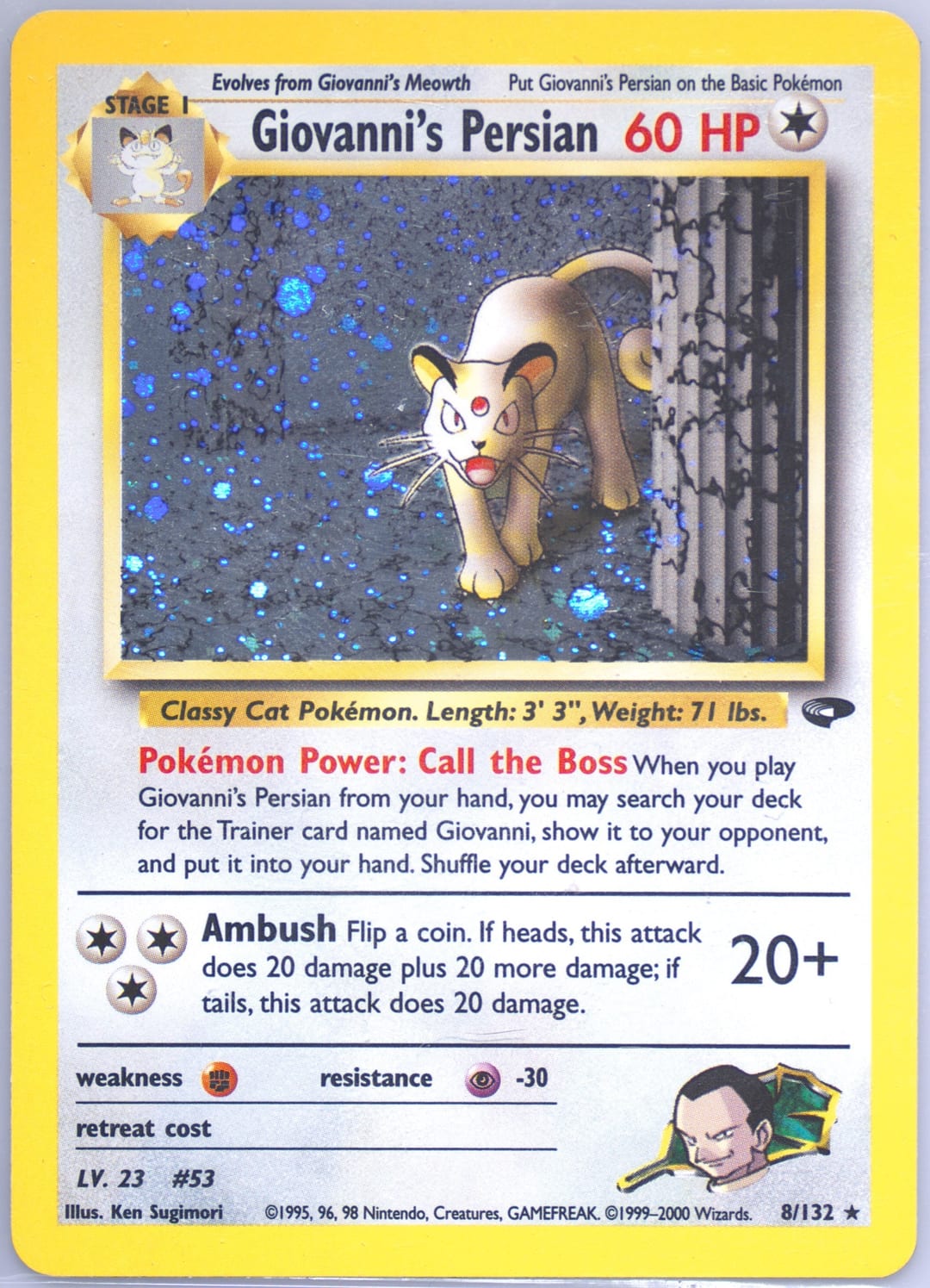Giovanni's Persian #8 Holo, Gym Challenge card photo