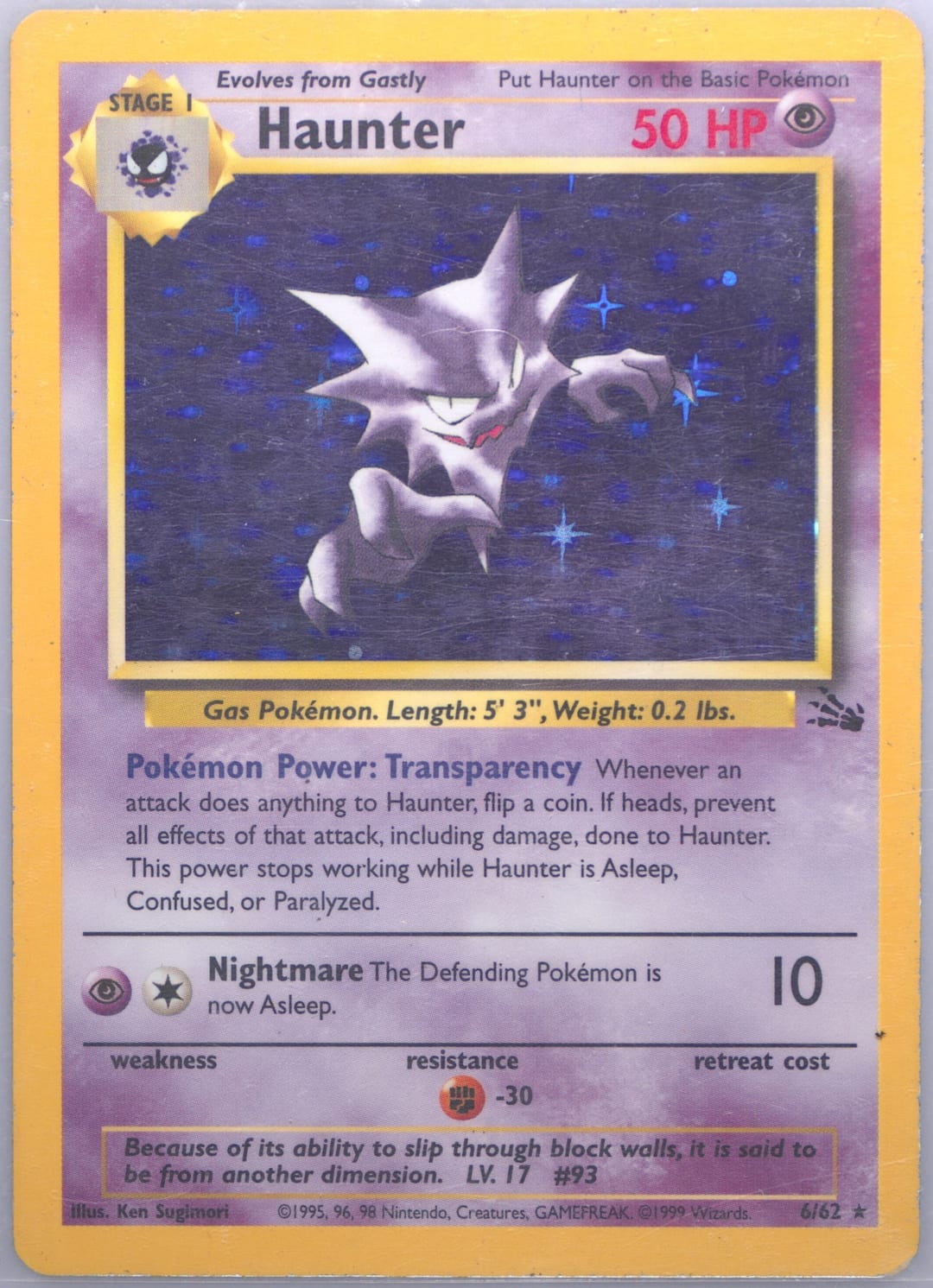 Haunter #6 Holo, Fossil card photo