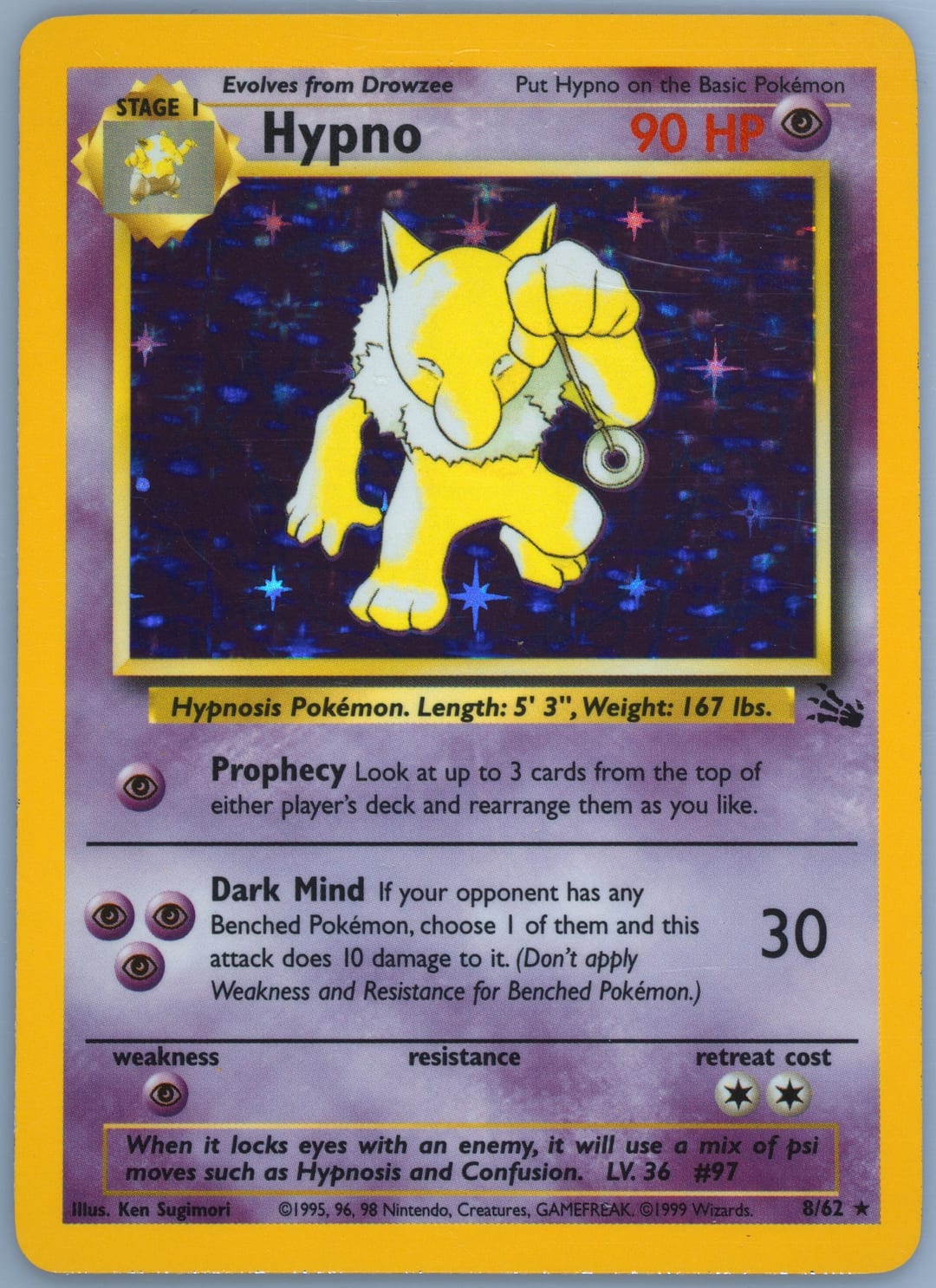 Hypno #8 Holo, Fossil card photo