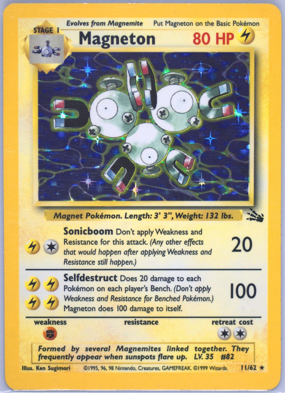 Magneton #11 Holo, Fossil card photo