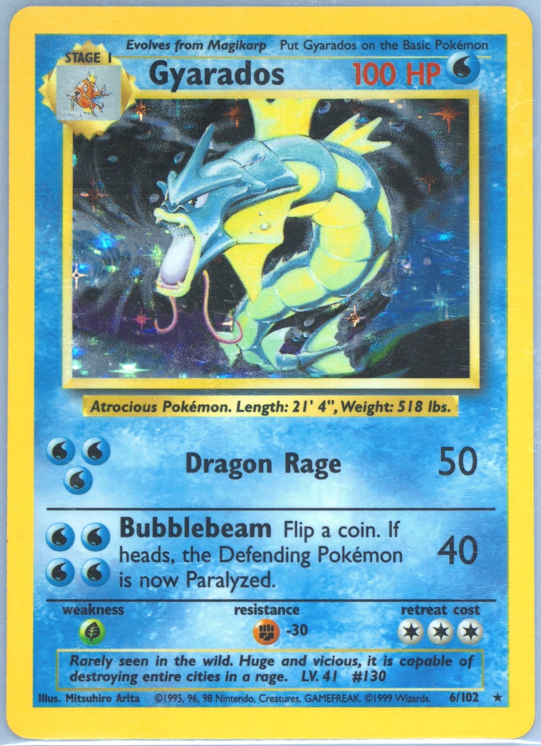 Gyarados #6 Unlimited, Base Set card photo