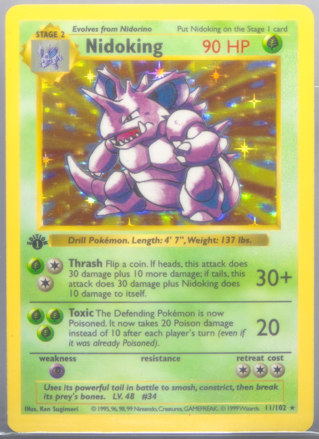 Nidoking #11 1st Edition Shadowless, Base Set card photo