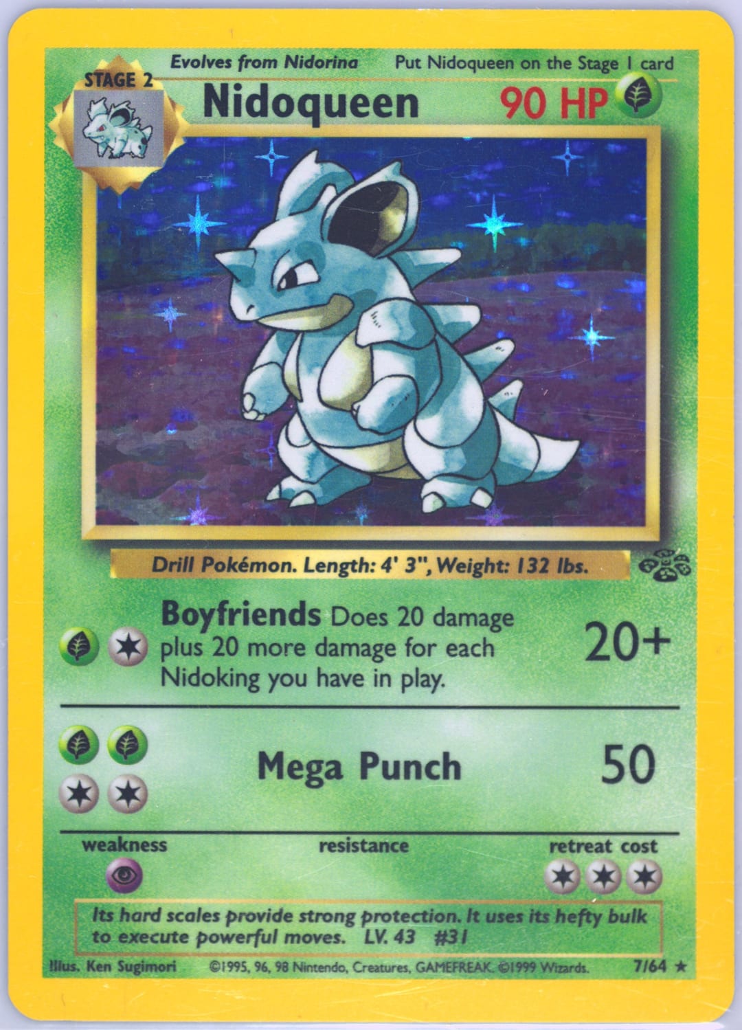 Nidoqueen #7 Holo, Jungle card photo