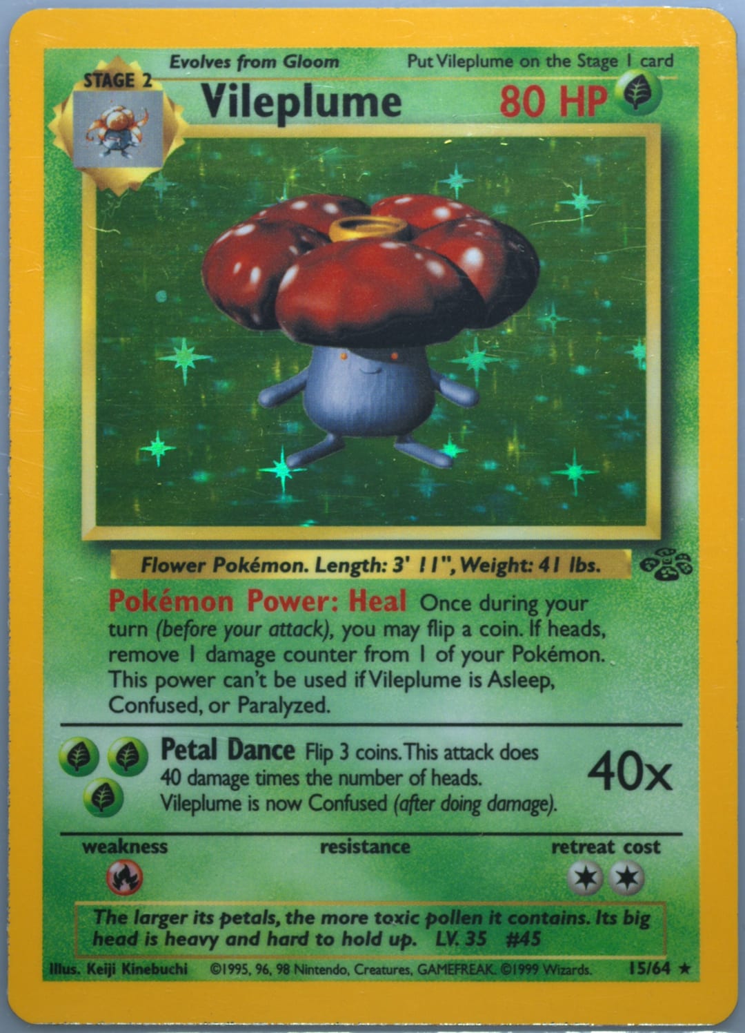 Vileplume #15 Holo, Jungle card photo